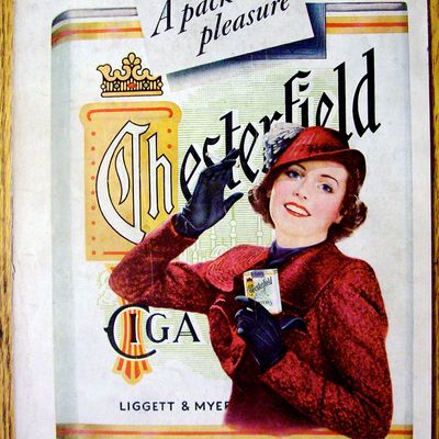 1937 Chesterfield Cigarettes w/Woman Holding Cigarettes