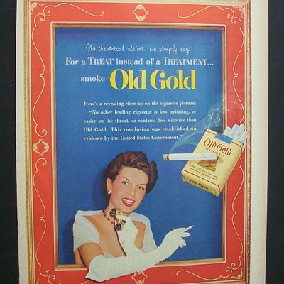 1952 Old Gold Cigarettes w/ Woman Holding Opera Glasses