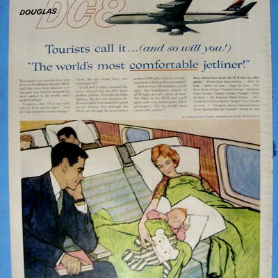 1959 Douglas DC-8 with a Woman & Child