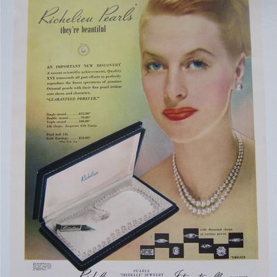 1946 Richelieu Pearls with Woman Wearing Pearls