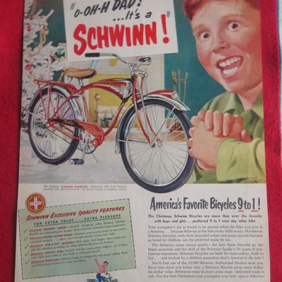 1951 Schwinn Bicycle with Boy Smiling