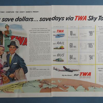 1955 TWA (Trans World) Airlines with Woman Waving