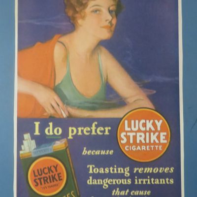 1930's Lucky Strike Cigarette with Lovely Woman Smoking