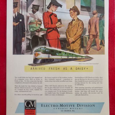 1950's General Motors Locomotives with Woman & Boy