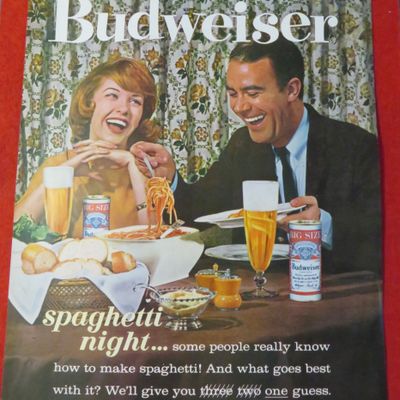 1962 Budweiser Beer with Spaghetti Night