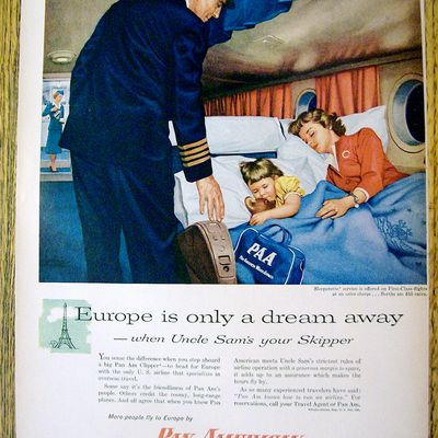 1956 Pan American with Woman & Child Sleeping w/Girl