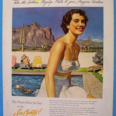 1958 American Airlines Sun Country with Lovely Woman