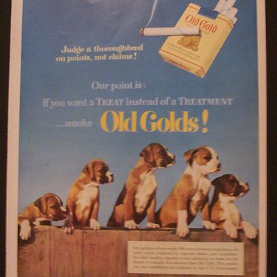 1952 Old Gold Cigarettes with Five Puppies