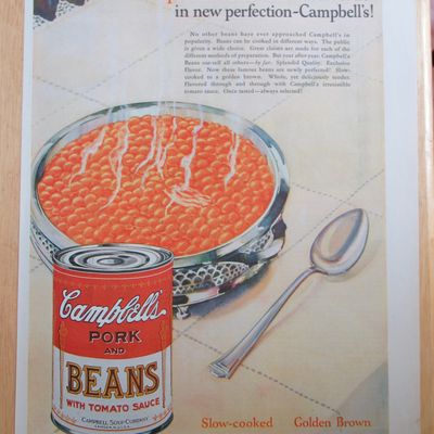 1928 Campbell's Pork and Beans with Bowl & Can of Beans