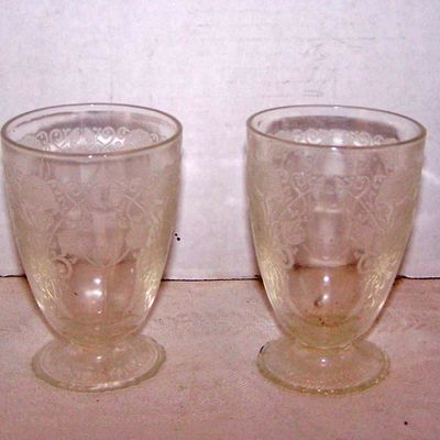 Pair of Footed Embossed Juice Glasses