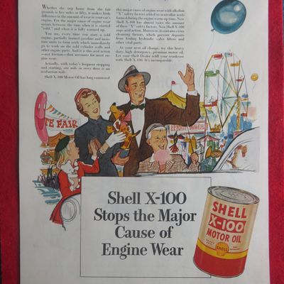 1953 Shell X-100 Motor Oil with Family At The Fair