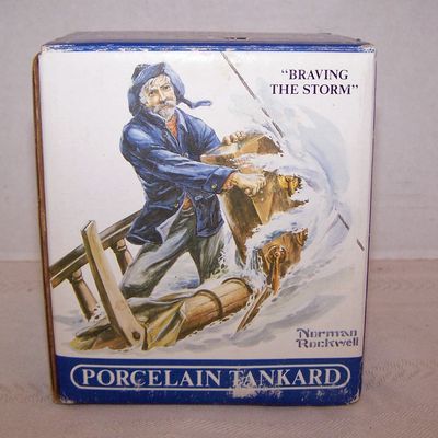 Norman Rockwell Tankard, Braving the Storm, 1985, Box