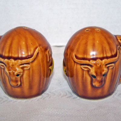 Texas Ceramic Salt & Pepper Shakers, with Steer Head