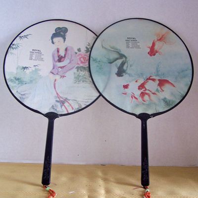 2 Oriental Fans, Lady & Koi, Royal Chinese Restaurant