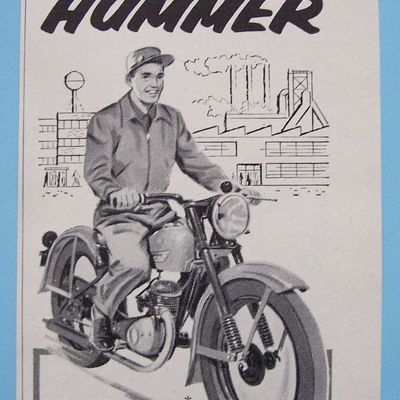 1955 Harley-Davidson Hummer with Man on Motorcycle