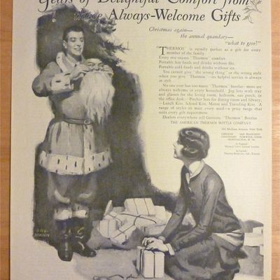 1926 American Thermos Bottle with Man Dressed as Santa