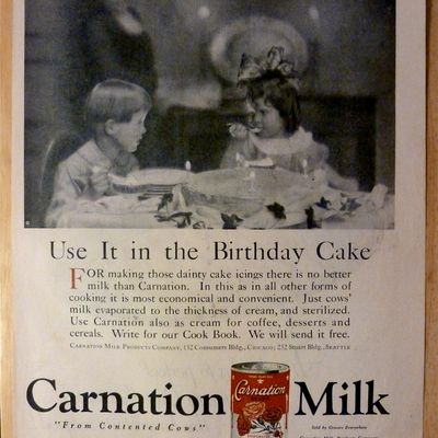 1921 Carnation Milk with Boy & Girl Sitting at Table