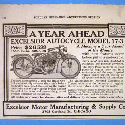 1916 Excelsior Motor with Auto Cycle Model 17-3