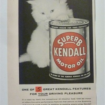 1957 Kendall Motor Oil with Little White Kitten