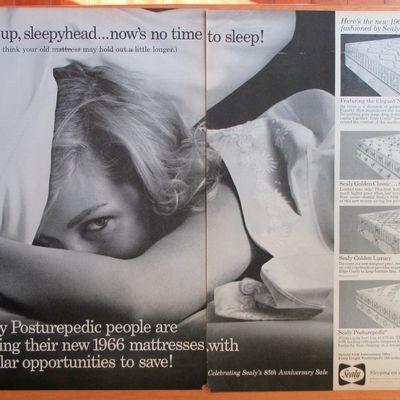 1966 Sealy PosturePedic With Woman Laying in Bed