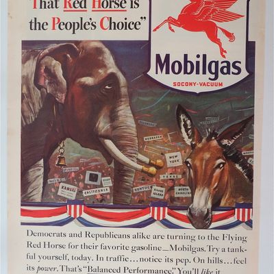 1940 Mobil Gas with an Elephant & Donkey