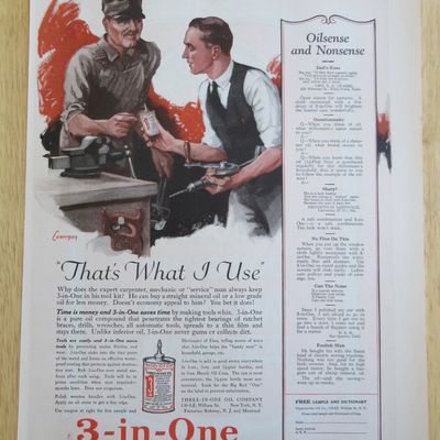 1926 3 in One Tool Oil with Men Working on Tools