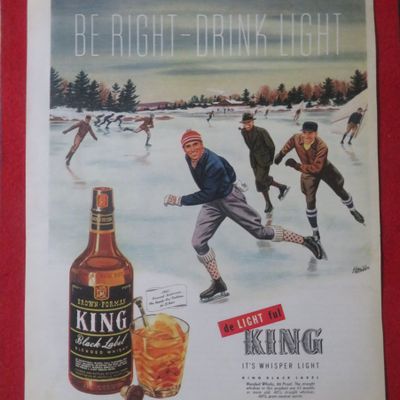1948 Brown Forman King Whiskey with Men Skating
