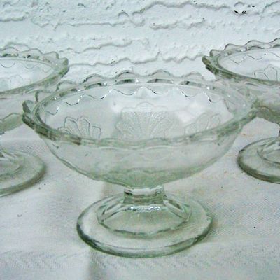 3 Clear Glass Stemmed Pattern Sherbets