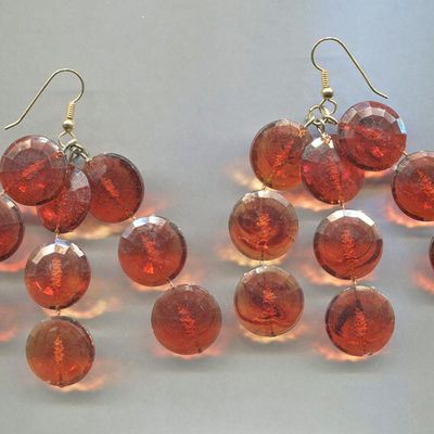 Amber Plastic Disc Drop Earrings