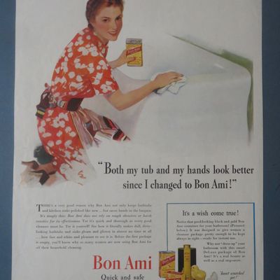 1940 Bon Ami Cleanser with Woman Cleaning Bathtub