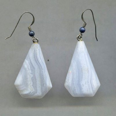 Milky Glass Triangular Pierced Earrings