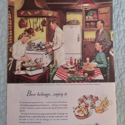 1948 Beer Belongs By Stevan Dohanos w/Snack After Movie