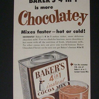 Vintage Ad: 1952  Baker's  Cocoa  Mix