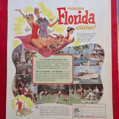1954 Golden Florida Glow with Family On A Flying Towel