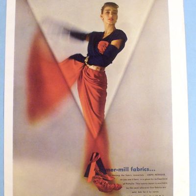 1947 Amermills Fabric with Lovely Woman in Red