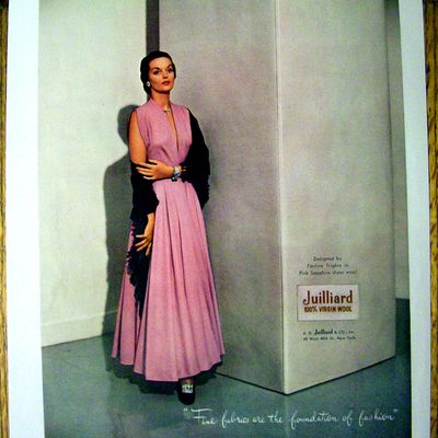 1948 Juilliard Wool w/Woman in Pink Sapphire By Trigere