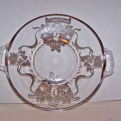 25th Anniversary Silver Overlay Handled Platter