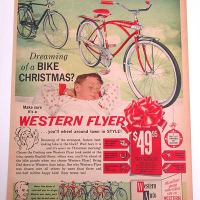 1960 Vintage Western Flyer With Boy Dreaming About Bike