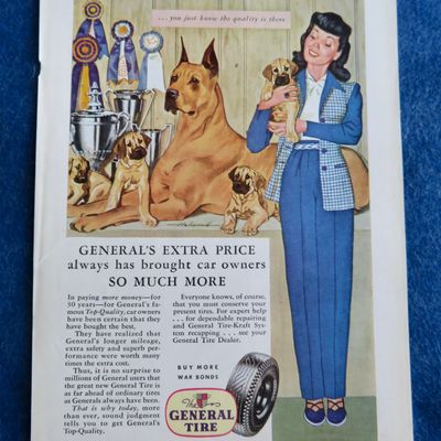 1944 General Tires with Lady Holding a Puppy