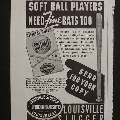 1940  Louisville  Slugger  Soft  Ball  Bats