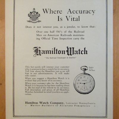 1913 Hamilton Watch Company w/ 12-Size Thin Model