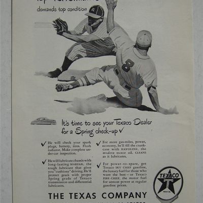 1948 Texaco with Baseball Player Sliding into Base