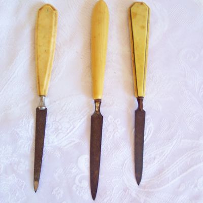 3 Vintage NAIL FILES with CELLULOID Handles