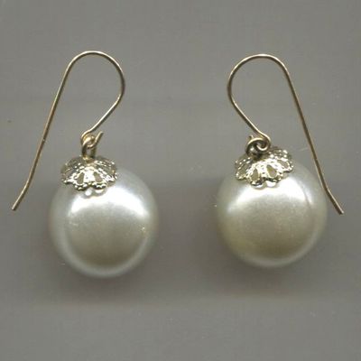 Large Faux Plastic Pearl Drops, Wire Pierced Earrings