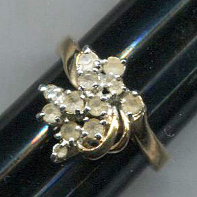 Cascade Of Clear Rhinestones Ring In Gold Tone Setting