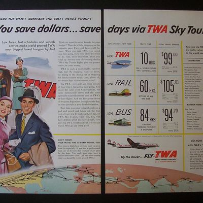 Vintage Ad: 1955 TWA  Airlines  (2  Page)