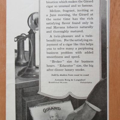1921 Girard Cigars with Hand Taking Cigar Out of Box