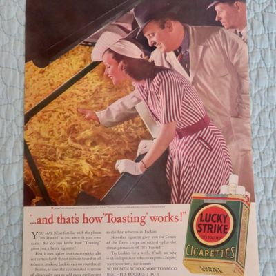 1940 Lucky Strike Cigarettes with Tobacco Being Toasted