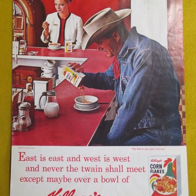 1964 Kellogg's Corn Flakes with Cowboy Pouring Cereal