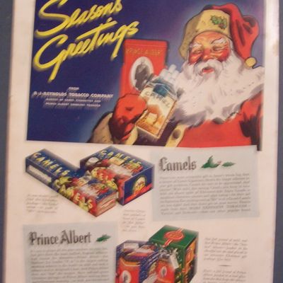 1936 Camel Cigarettes with Santa Holding Cigarettes